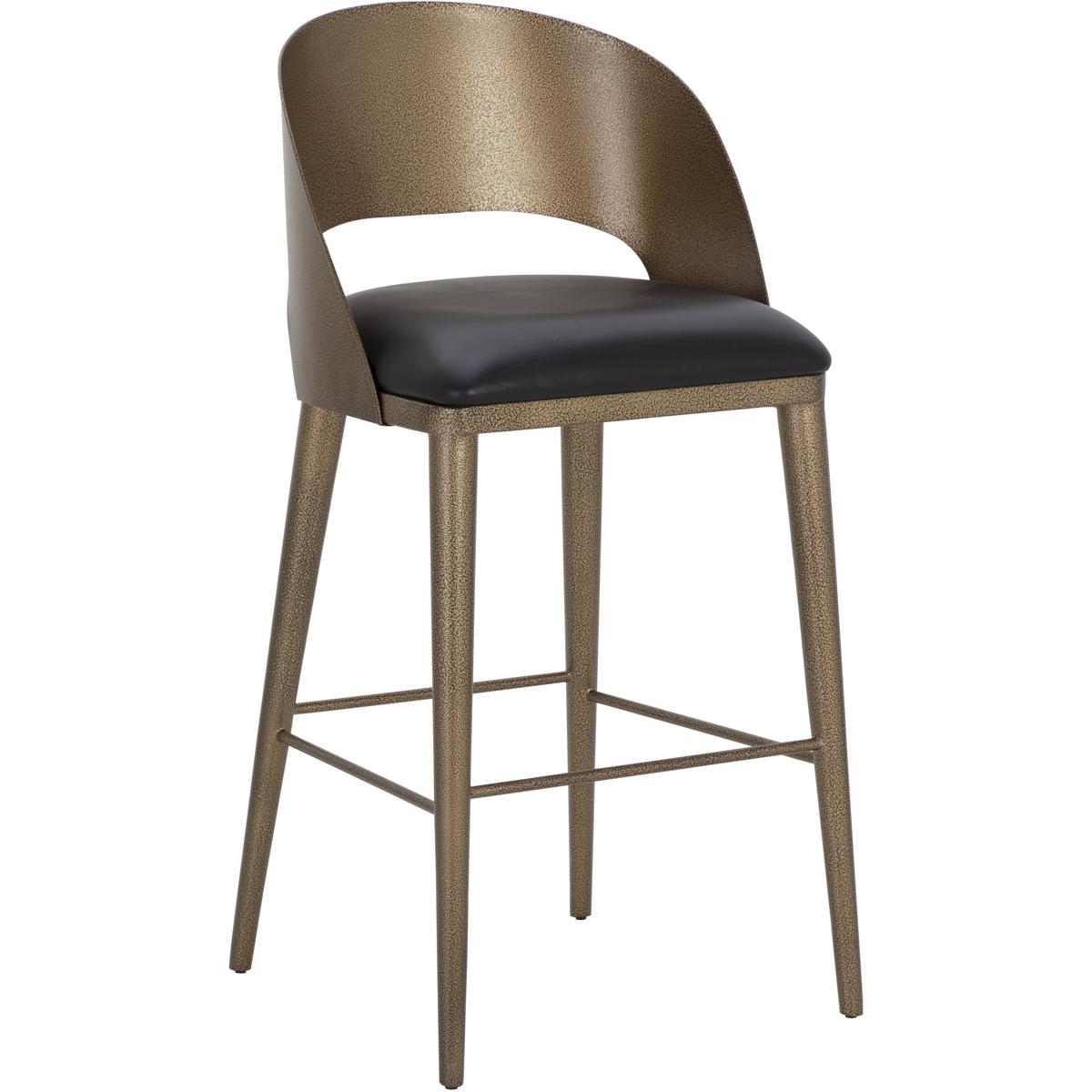 SUNPAN 111052 Dezirae 41 inch Antique Brass  Charcoal Black Leather Barstool